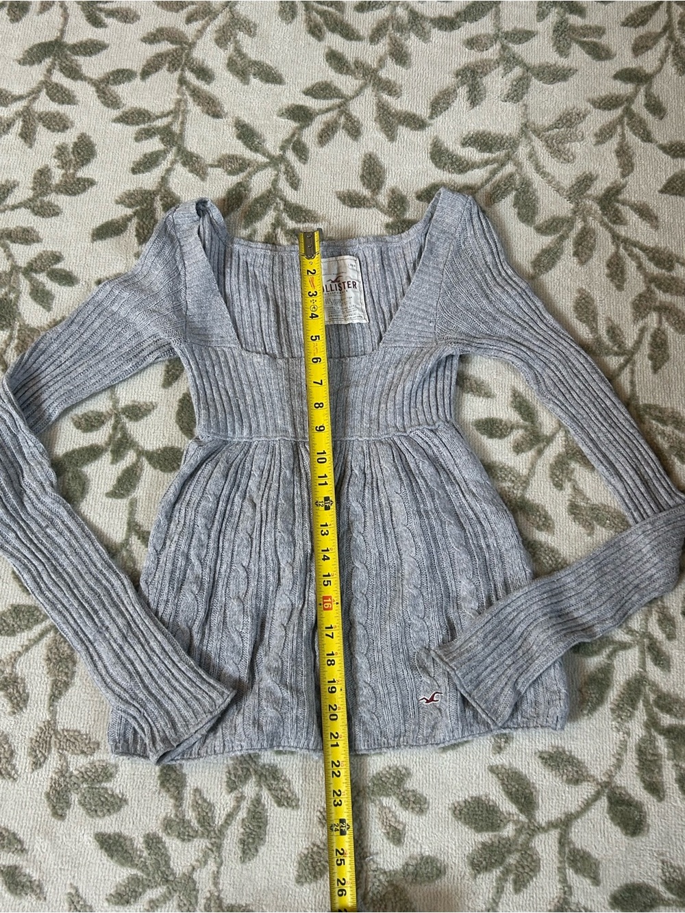 Vintage Y2K Hollister Babydoll Top Women SMALL GREY CableKnit Sweater BellaSwan - Picture 4 of 15